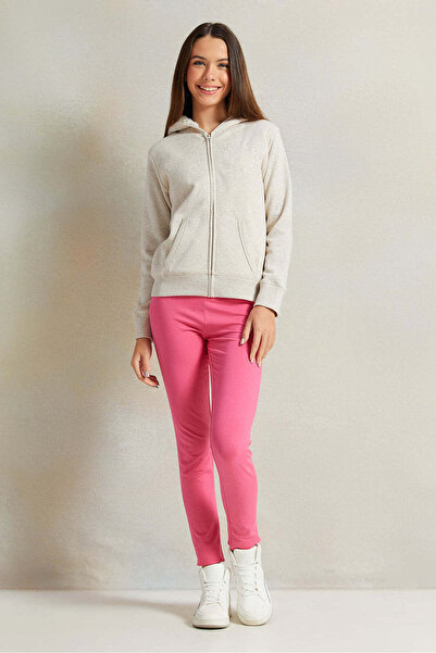 REDTAG Senior Girls Ivory Zip-Through Hooded Sweatshirt