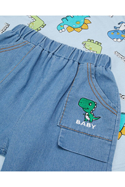 REDTAG Boys Blue T-Shirt With Shorts Set (2 Piece)