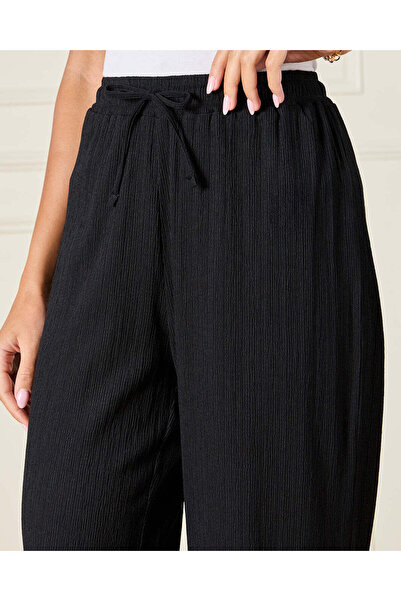 REDTAG Women Black Textured Pull On Trouser