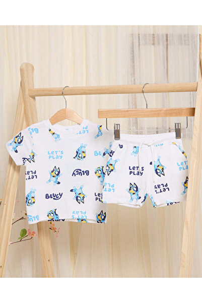 REDTAG Infant Boys White Bluey Printed Casual Set (2 Piece)