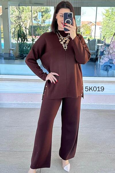 İnce Topuk Button Detail Knitwear Set 5K019