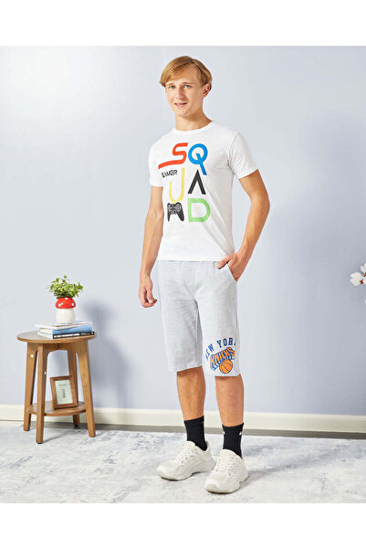 REDTAG Senior Boys Grey Pull-on Shorts