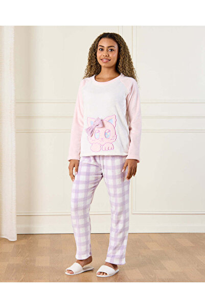 REDTAG Senior Girls Assorted Cat Embellished Pyjama Set (2 Piece)
