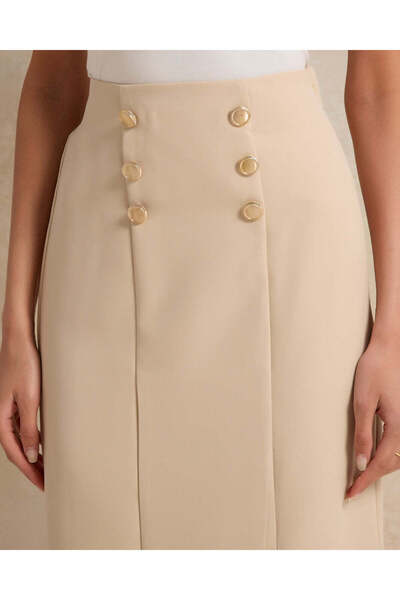 REDTAG Women Beige Skirt With Button Details