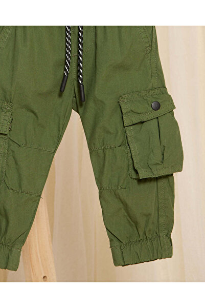 REDTAG Infant Boys Olive Poplin Jogger