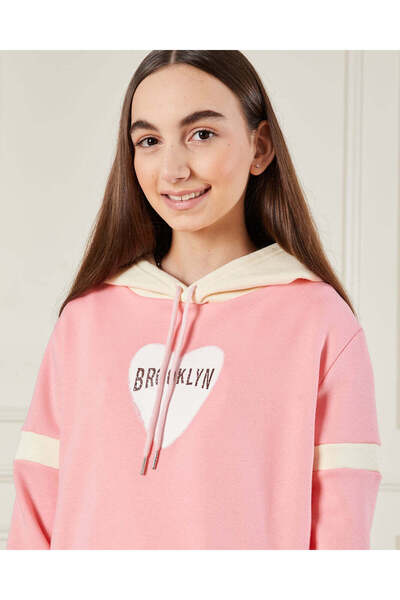 REDTAG Senior Girls Pink Hooded Sweatshirt