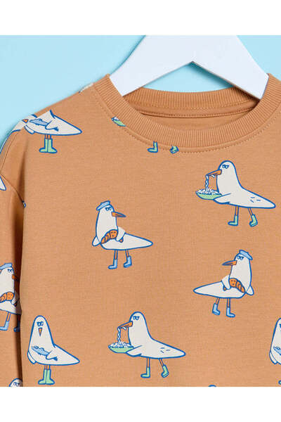 REDTAG Infant Boys Beige Printed Sweatshirt