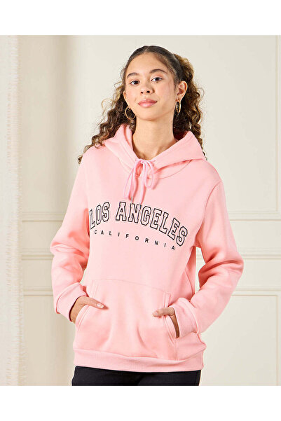 REDTAG Senior Girls Pink Los Angeles Print Sweatshirt