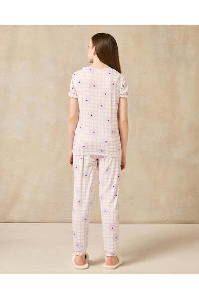 REDTAG Senior Girls White Allover Print Pyjama Set (2 Piece)