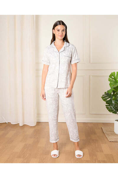 REDTAG Women Beige Vibes Print Pyjama Set (2 Piece)