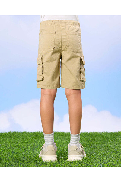 REDTAG Boys Beige Shorts With Cargo Pocket