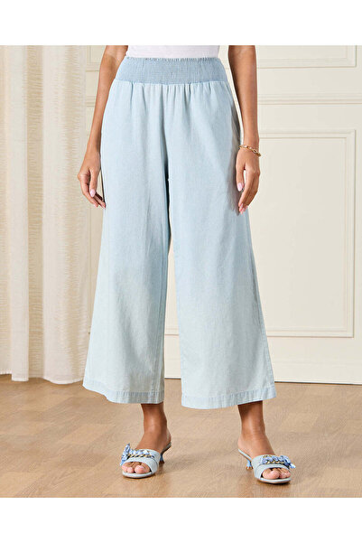 REDTAG شورت نسائي أزرق بحزام خصر مطاطي