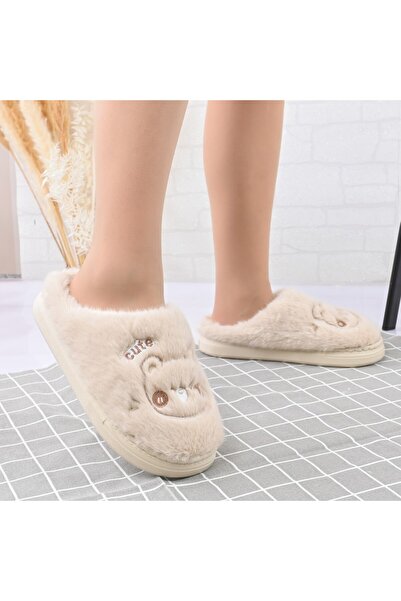 Tmall Women's fluffy slippers,with Teddy Bear,With Furry,TM1PD1067,Beige