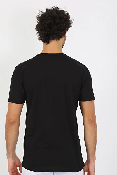 alfa expres Clothing Men's Open Collar Black Combed Cotton Undershirt