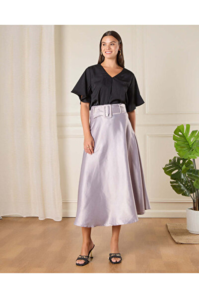 REDTAG Women Lilac Belted Skirt