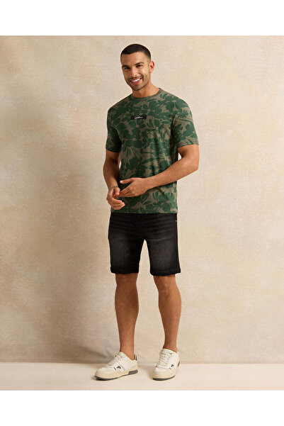 REDTAG Men Black Denim Shorts