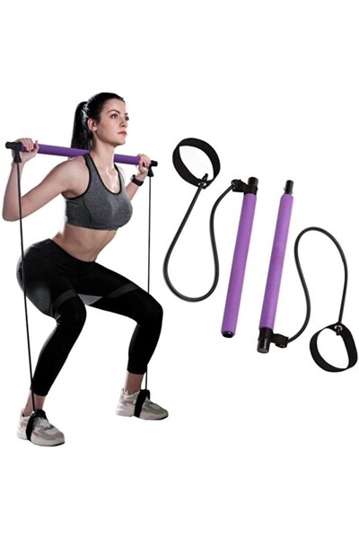 CKSPOR LUXURY Direnç Lastikli Pilates Barı – Evde Tam Vücut Egzersiz Aleti