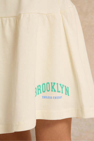 REDTAG Girls White Placement Print Tired Skirt