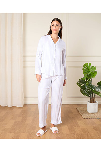 REDTAG طقم بيجامة مخططة باللون الأزرق للنساء (قطعتين)