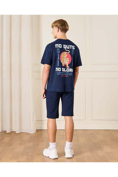 REDTAG Senior Boys Navy Printed Casual Set (2 Piece)