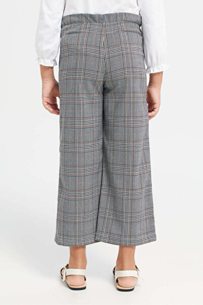 REDTAG Grey Checkered Wide Leg Trousers