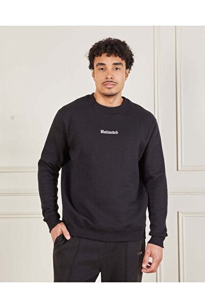 REDTAG Men Black Crew Neck Sweatshirt