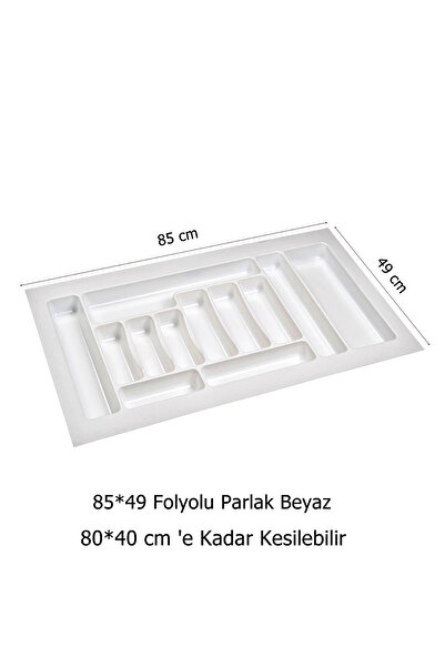 MegaVitrin 2-Piece Drawer Cutlery Organizer 85X49 cm White Customizable Cuttable Size