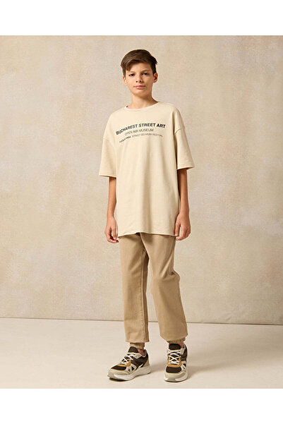 REDTAG Senior Boys Beige Pull On Solid Jogger