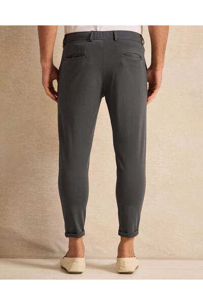 REDTAG Men Grey Plain Trousers