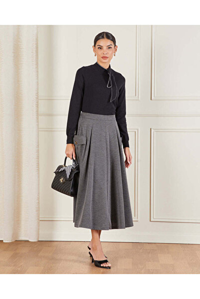 REDTAG Women Charcoal Cargo A Line Skirt