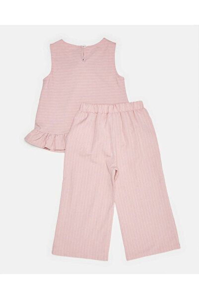REDTAG Girls Pink Striped Casual Set (2 Piece)