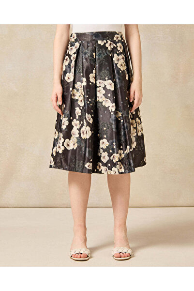 REDTAG Senior Girls Black Floral Print Skirt