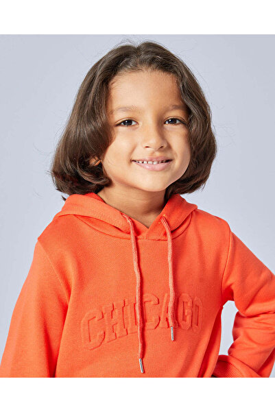 REDTAG Boys Orange Printed Sweatshirt