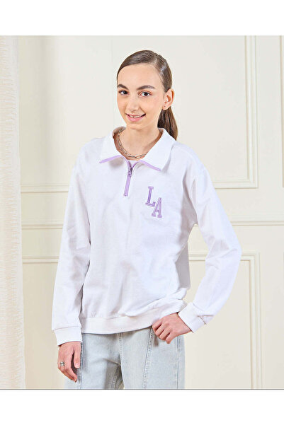 REDTAG سويت شيرت أبيض مطرز للفتيات الكبيرات