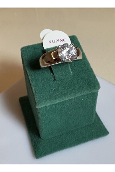 ela jewelry خاتم أوريا الفضي اللون مع حجر كبير من الفولاذ