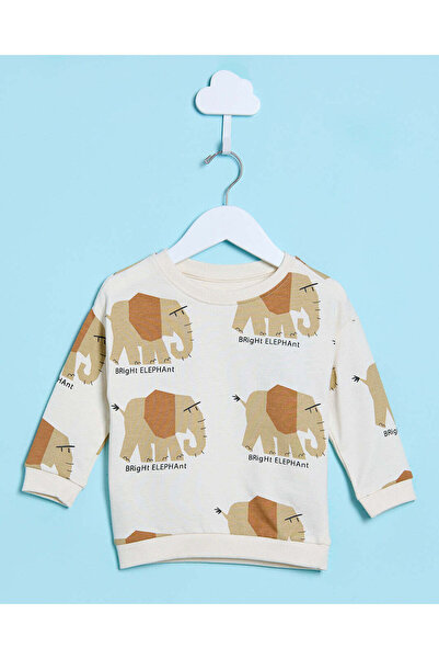 REDTAG Infant Boys Ivory Printed Sweatshirt