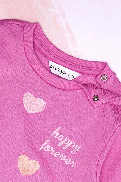REDTAG Infant Girls Mauve All Over Heart Sweatshirt