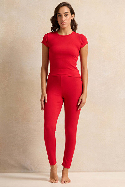 REDTAG Women Red Solid Pajama Set (2 Piece)