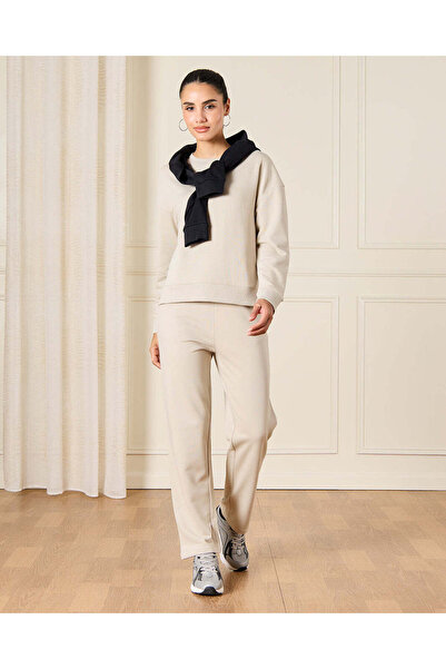 REDTAG Women Beige Basic Active Sweatshirt