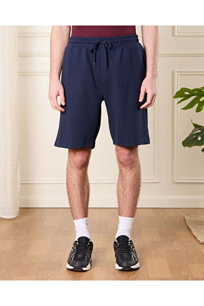 REDTAG Men Navy Ottoman Lounge Shorts