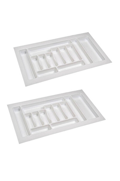 MegaVitrin 2-Piece Drawer Cutlery Organizer 85X49 cm White Customizable Cuttable Size