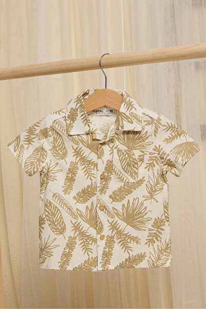 REDTAG Infant Boys Beige Leave Printed Set With A Hat Set (3 Piece)