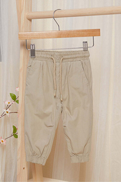 REDTAG Infant Boys Beige Poplin Jogger