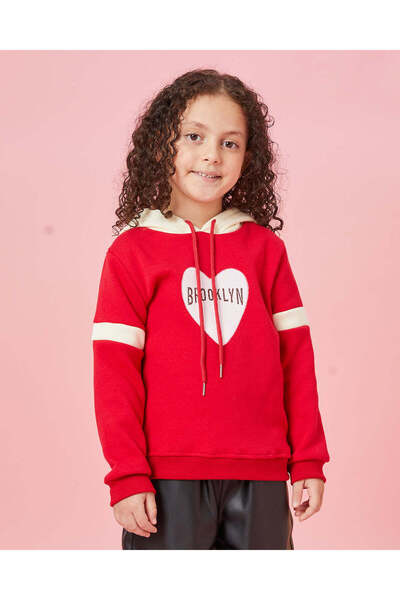 REDTAG Girls Red Placement Print Sweatshirt
