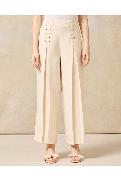 REDTAG Senior Girls Beige Crisscross Wide Leg Pants