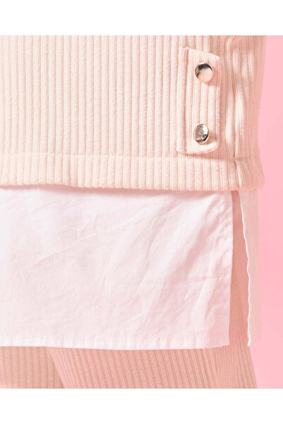 REDTAG Girls Plain Beige Fer Collar Set