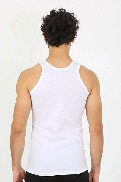 alfa expres Men's White Ribbed Tank Top