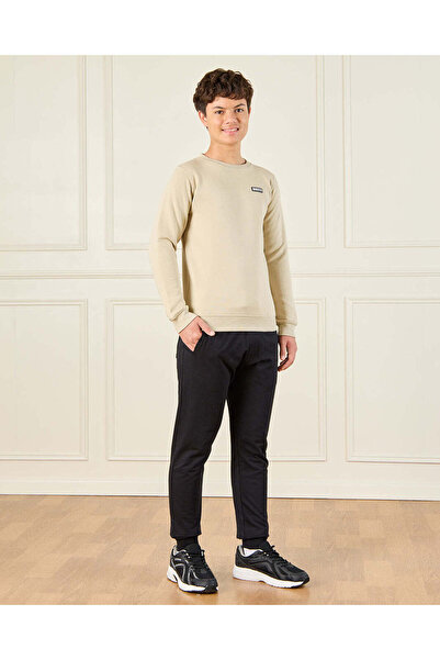 REDTAG Senior Boys Beige Solid Sweatshirt