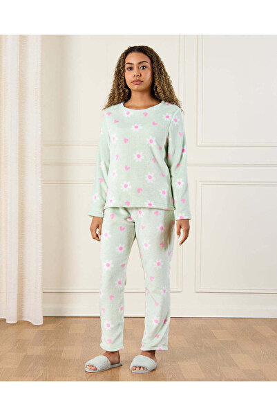 REDTAG Senior Girls Green Printed Pyjama Set (2 Piece)