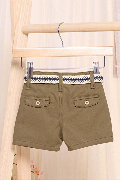 REDTAG Infant Boys Olive Chino Shorts With Belt